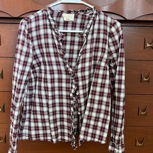 Sesame ruffle plaid blouse size 36